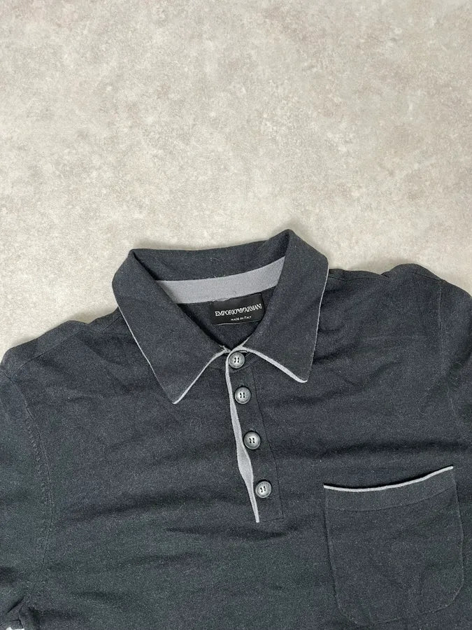 2010s Emporio Armani Grey Wool Polo Longsleeve PhSkwca 4