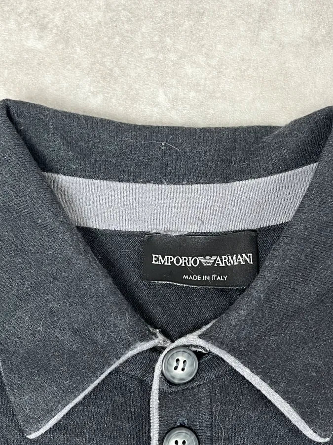 2010s Emporio Armani Grey Wool Polo Longsleeve PhSkwca 7
