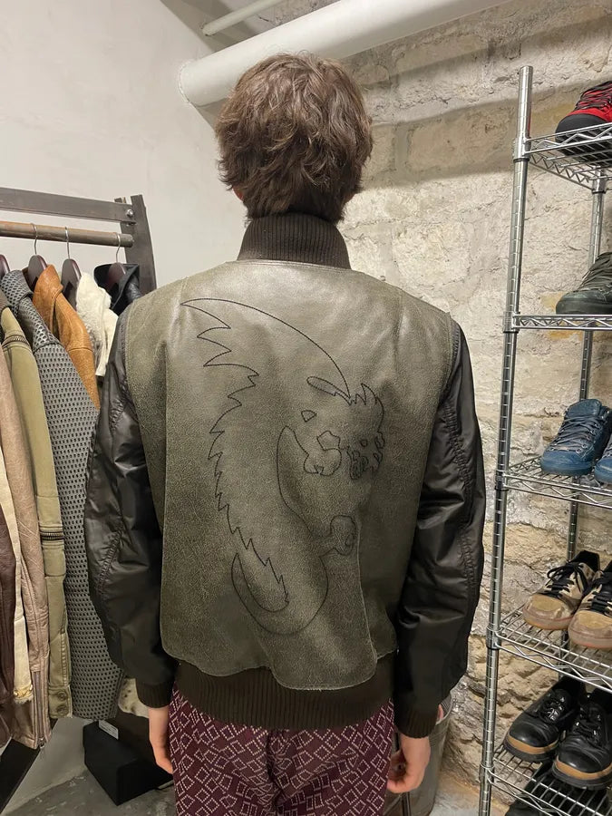 2000s Armani Hybrid Black Dragon Hide Bomber (S/M) 3