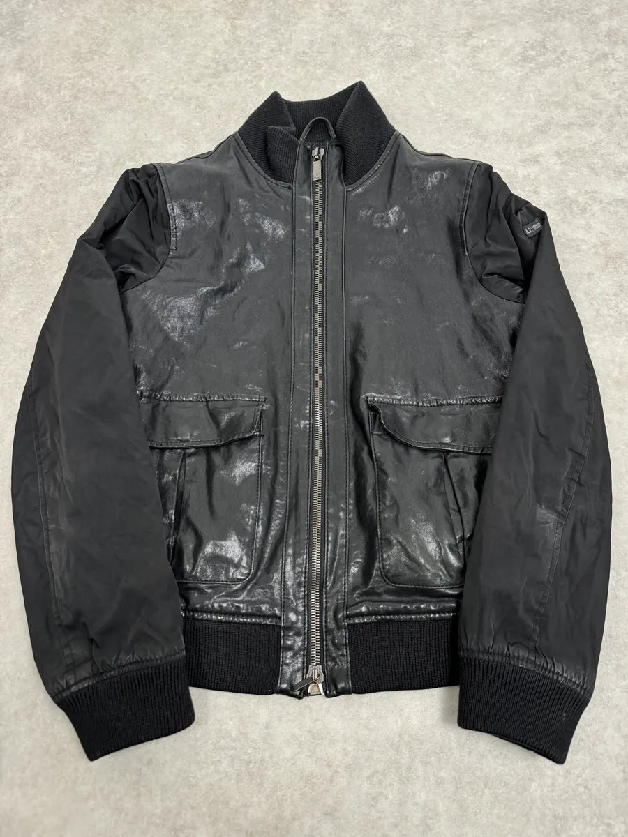 2000s Armani Hybrid Black Leather Nylon Jacket eRNVYxI 1