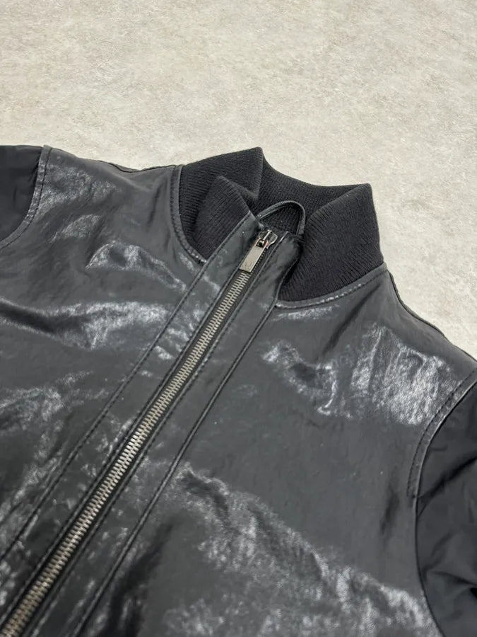 2000s Armani Hybrid Black Leather Nylon Jacket eRNVYxI 3