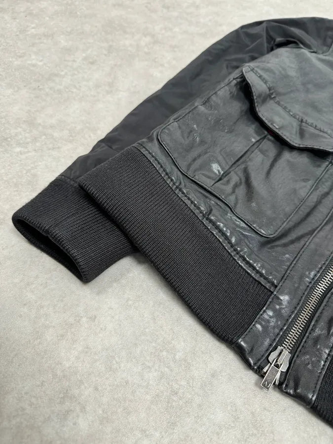 2000s Armani Hybrid Black Leather Nylon Jacket eRNVYxI 5