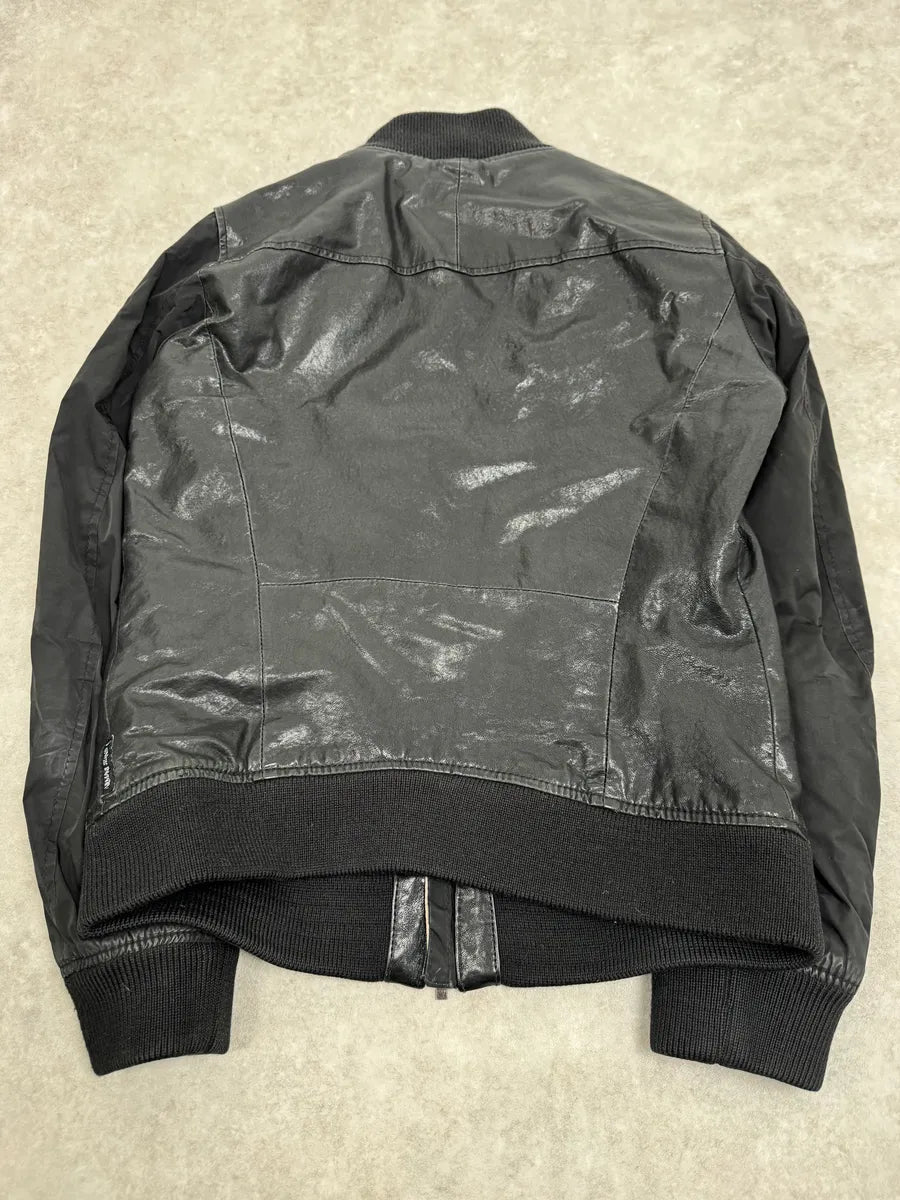 2000s Armani Hybrid Black Leather Nylon Jacket eRNVYxI 6