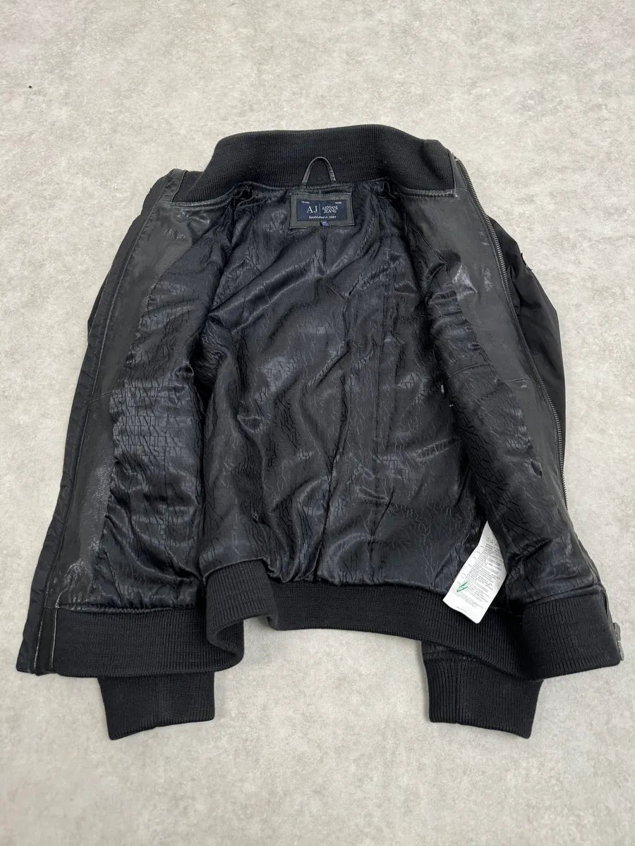 2000s Armani Hybrid Black Leather Nylon Jacket eRNVYxI 7
