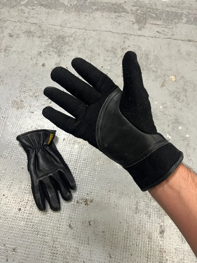 2000s Armani Hyrbid Black Wool Gloves SXIRcYI 1