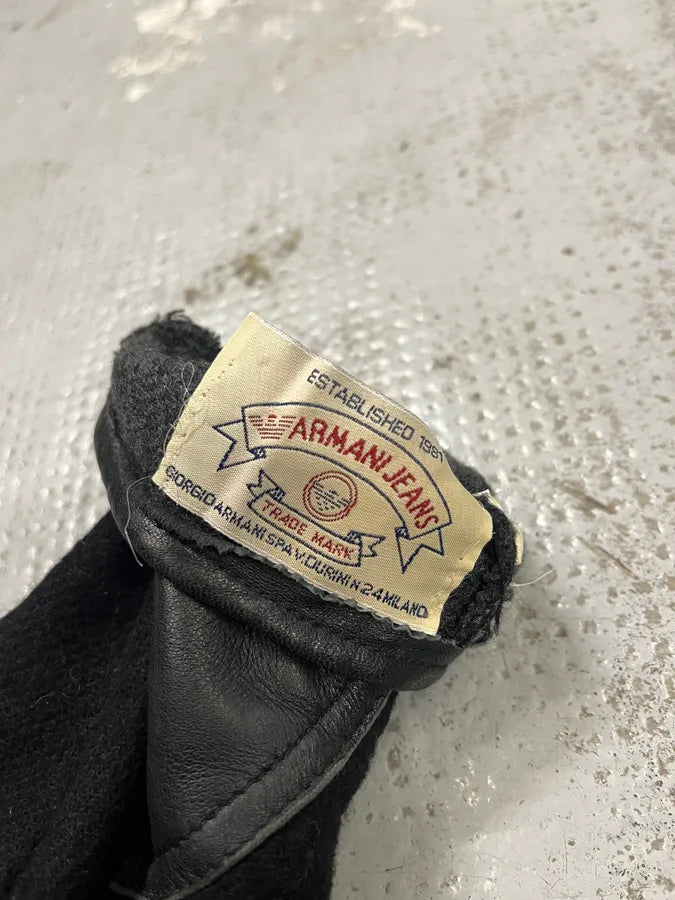2000s Armani Hyrbid Black Wool Gloves SXIRcYI 5