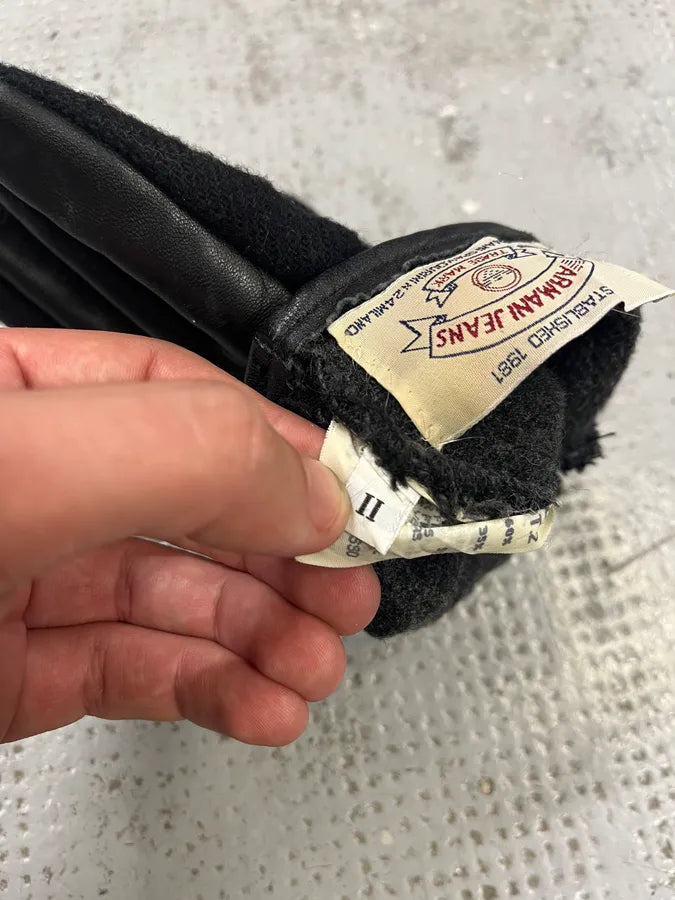 2000s Armani Hyrbid Black Wool Gloves SXIRcYI 6