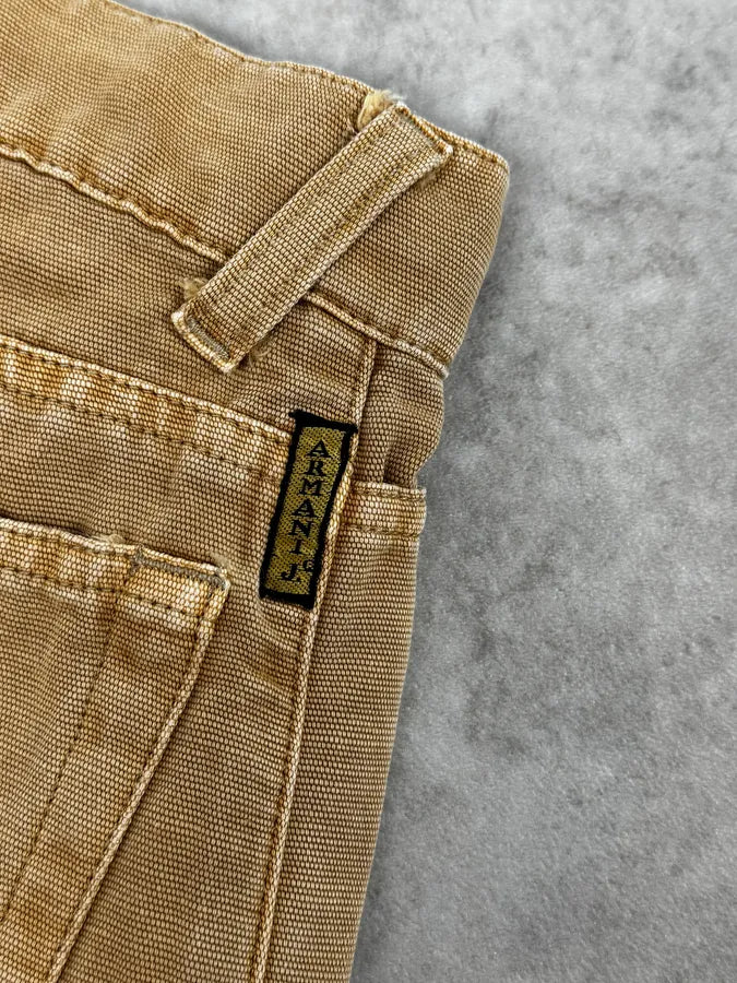 2000s Armani Irregular Straight Relaxed Beige Pants EsQUQVm 9