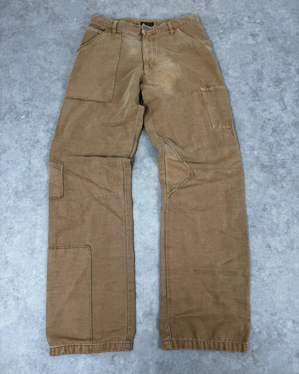 2000s Armani Irregular Straight Relaxed Beige Pants EsQUQVm 3