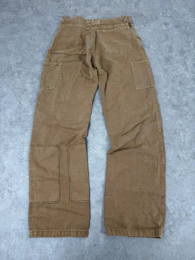 2000s Armani Irregular Straight Relaxed Beige Pants EsQUQVm 4
