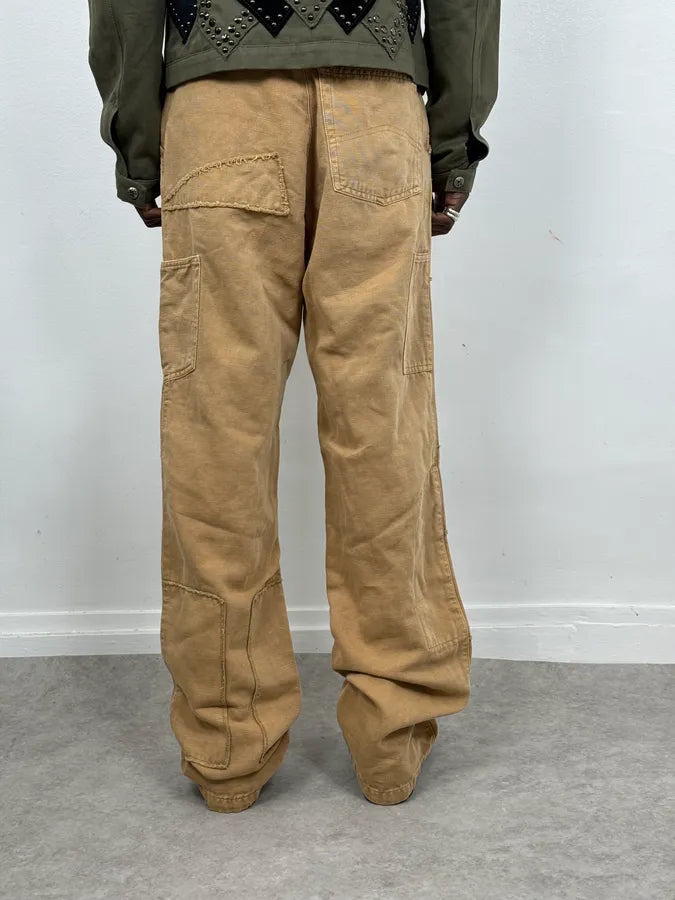2000s Armani Irregular Straight Relaxed Beige Pants EsQUQVm 2