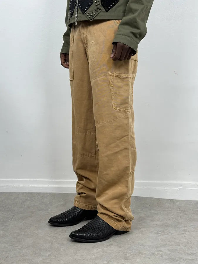 2000s Armani Irregular Straight Relaxed Beige Pants EsQUQVm 1