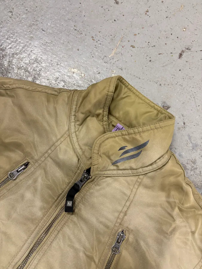 2000s Armani Beige Nylon Multi-Pocket Aero Bomber Jacket PbcPRoh 3