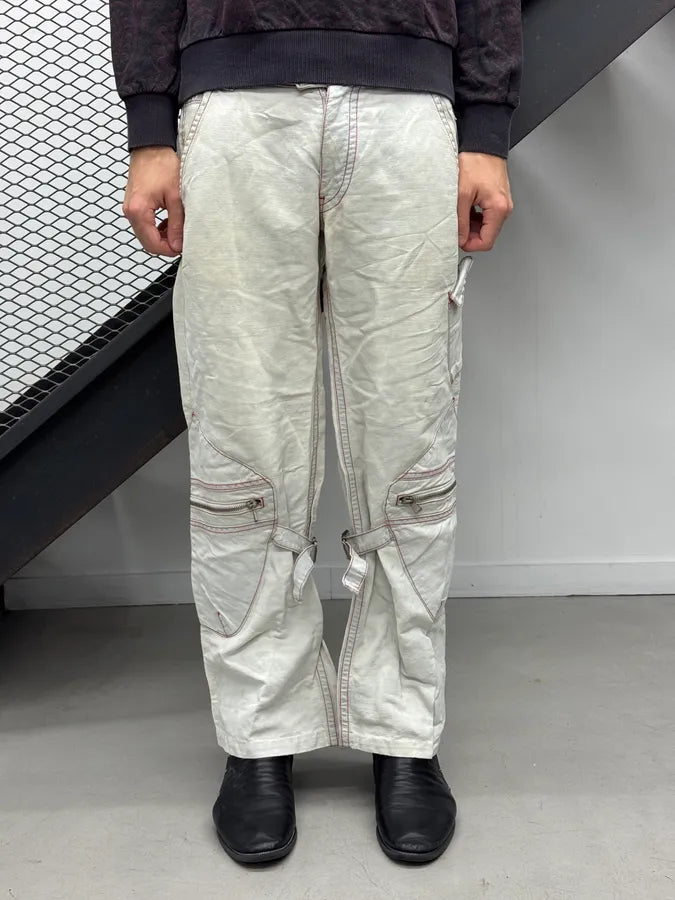 2000s Armani Faded Grey Double Knee Cargo Pants gzSppHA 1