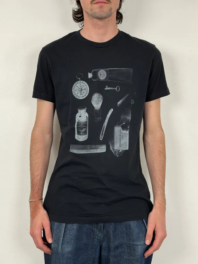 2000s Armani Black Time Tools Print T-Shirt CtokSYW 1