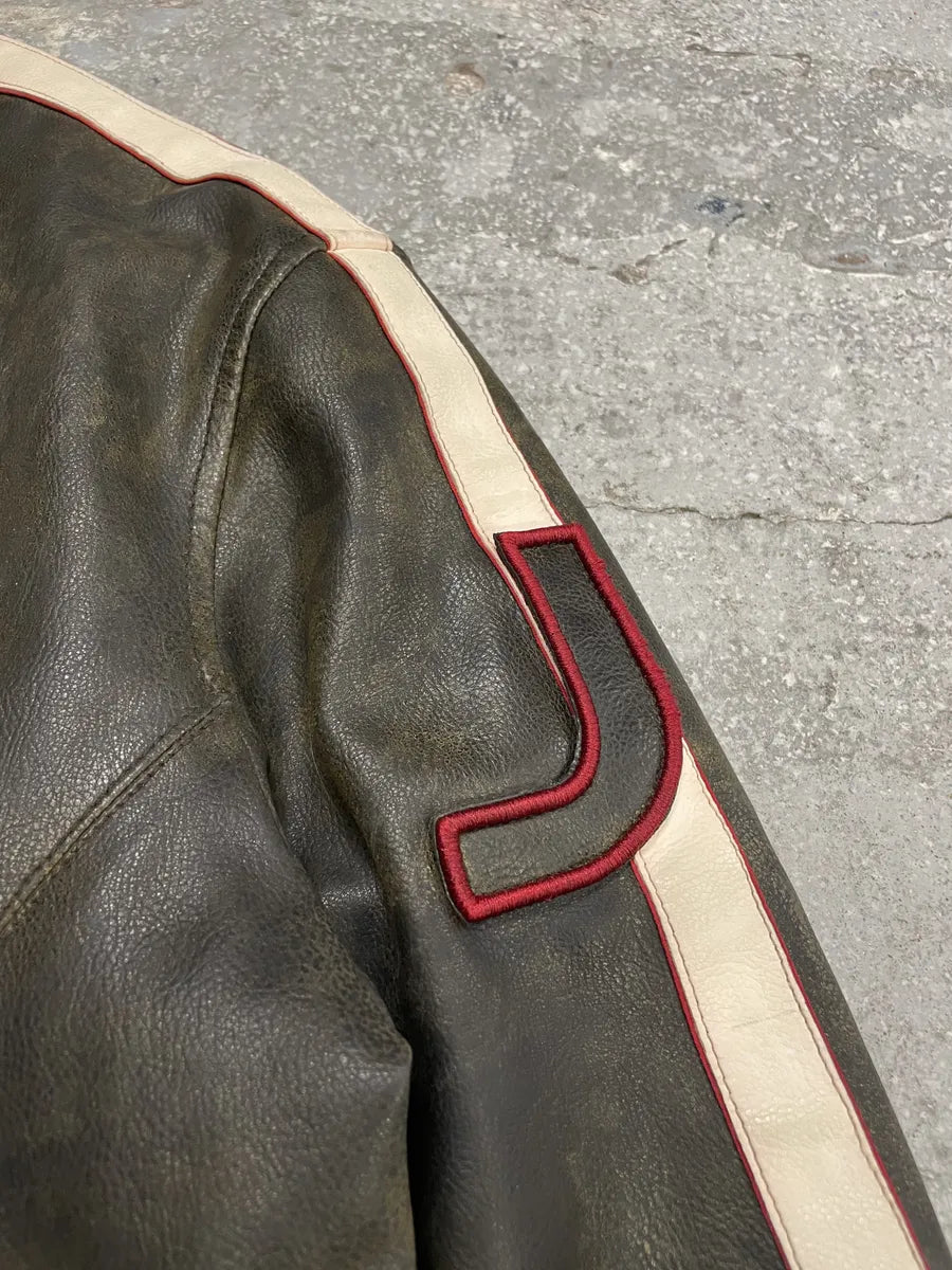 2000s Armani Jeans Brown Biker Leather AJ Jacket (L) 6