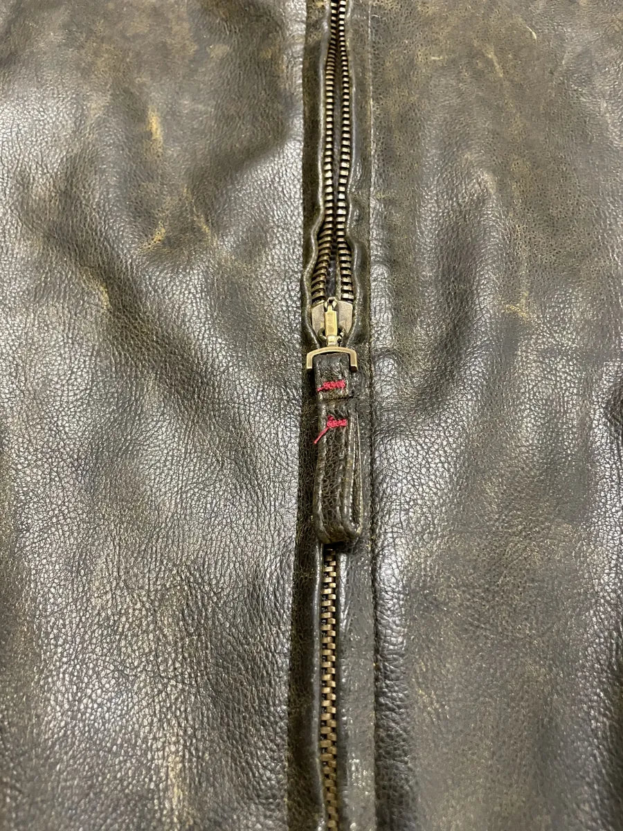 2000s Armani Jeans Brown Biker Leather AJ Jacket (L) 8