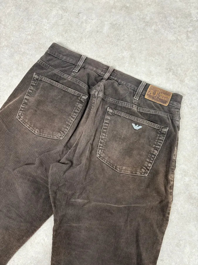 2000s Armani Jeans Brown Corduroy Cargo Pants ijqPJiw 6