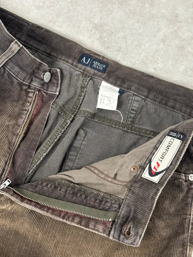 2000s Armani Jeans Brown Corduroy Cargo Pants ijqPJiw 8