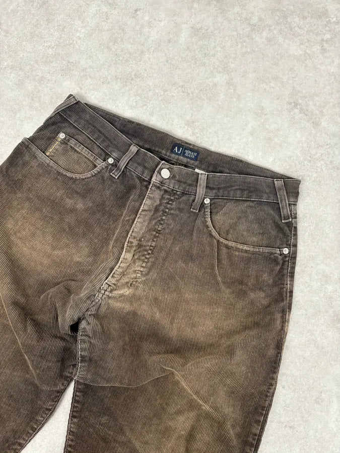 2000s Armani Jeans Brown Corduroy Cargo Pants ijqPJiw 4