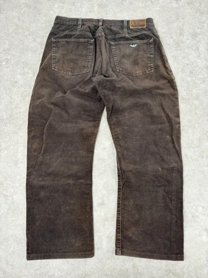 2000s Armani Jeans Brown Corduroy Cargo Pants ijqPJiw 5