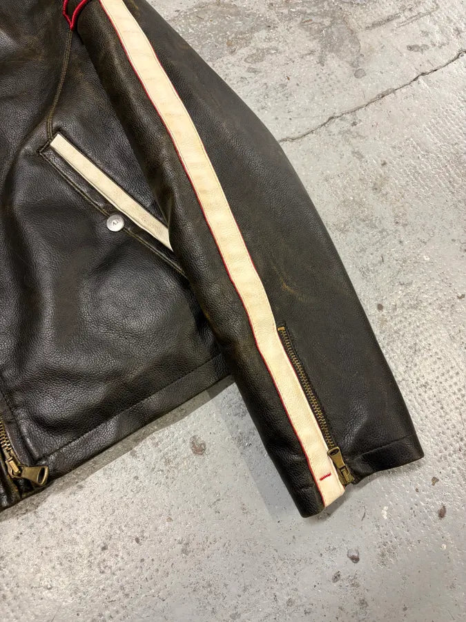 2000s Armani AJ Classic Biker Brown Leather Jacket ajYcHbL 7