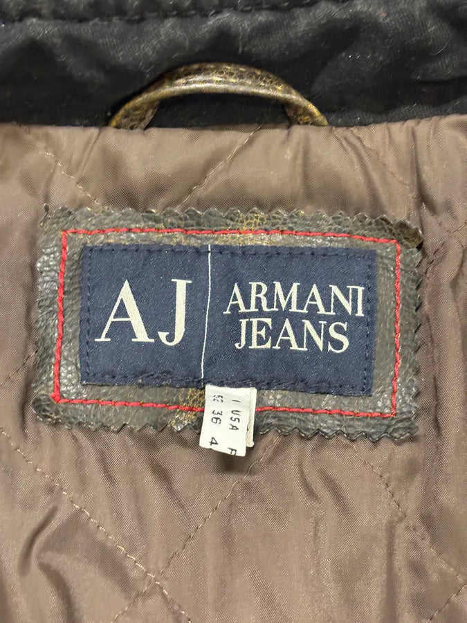2000s Armani AJ Classic Biker Brown Leather Jacket ajYcHbL 9