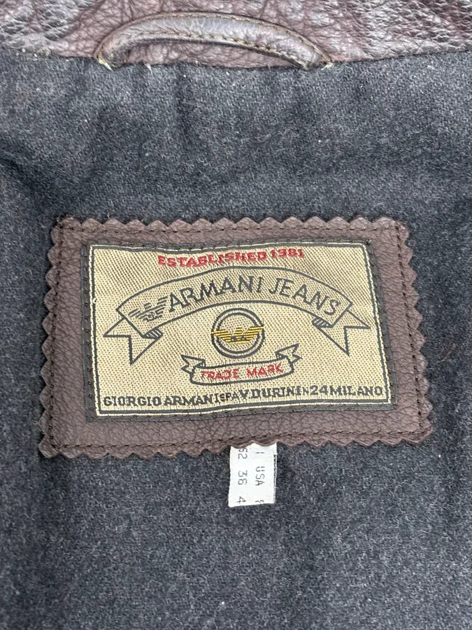 1990s Armani Brown Leather Bomber Jacket mKtNyRr 9