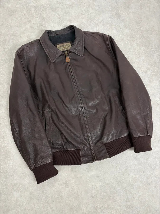 1990s Armani Brown Leather Bomber Jacket mKtNyRr 3