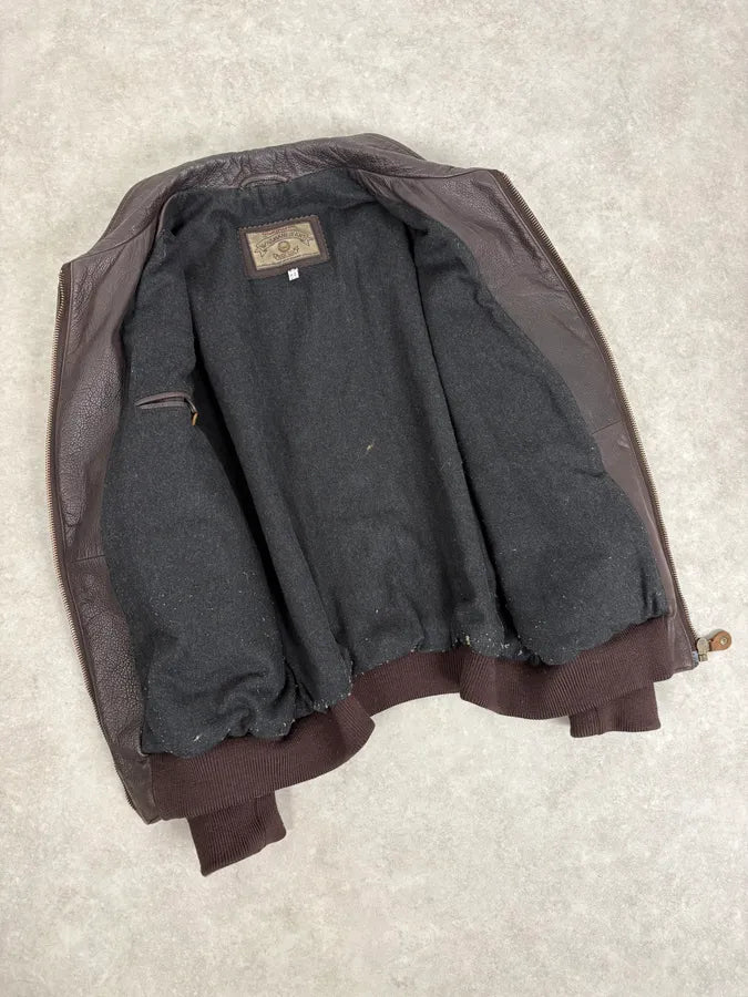1990s Armani Brown Leather Bomber Jacket mKtNyRr 6