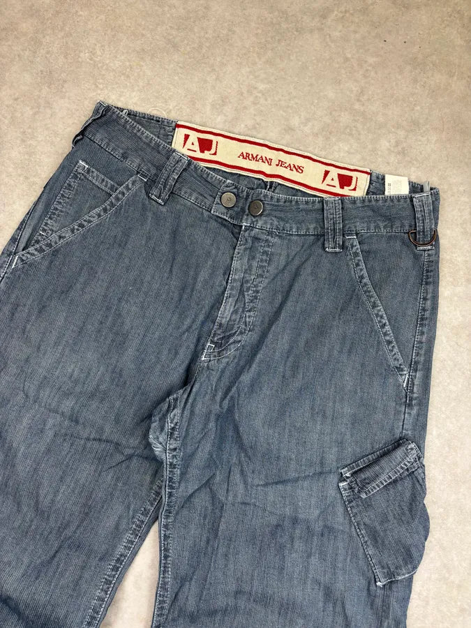2000s Armani Dark Blue Denim Cargo Jeans vIApemf 4