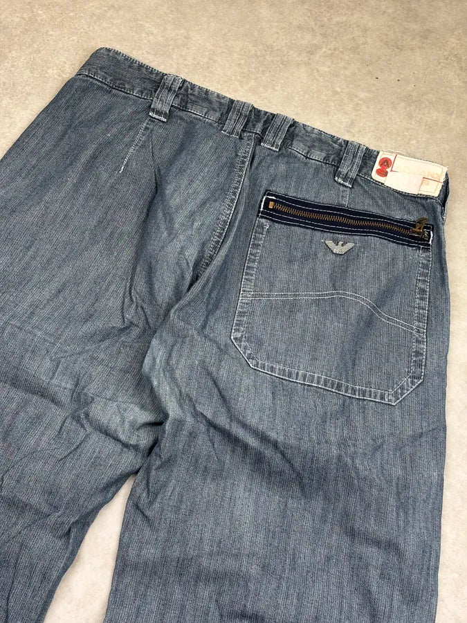 2000s Armani Dark Blue Denim Cargo Jeans vIApemf 6
