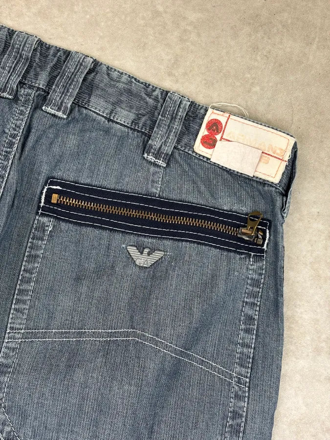 2000s Armani Dark Blue Denim Cargo Jeans vIApemf 7
