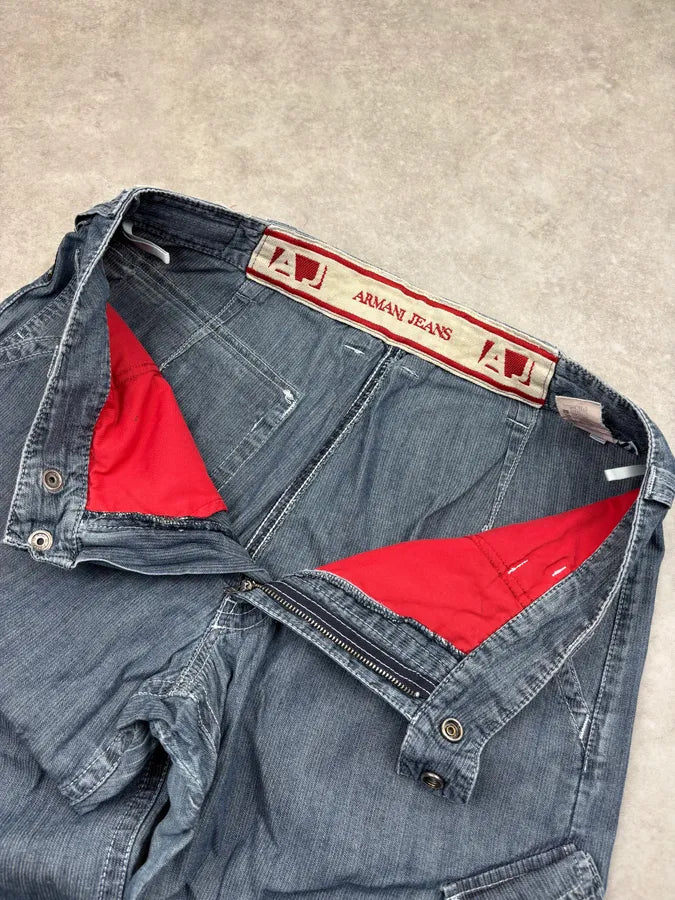 2000s Armani Dark Blue Denim Cargo Jeans vIApemf 8