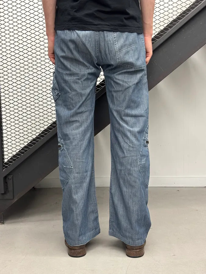 2000s Armani Dark Blue Denim Cargo Jeans vIApemf 2