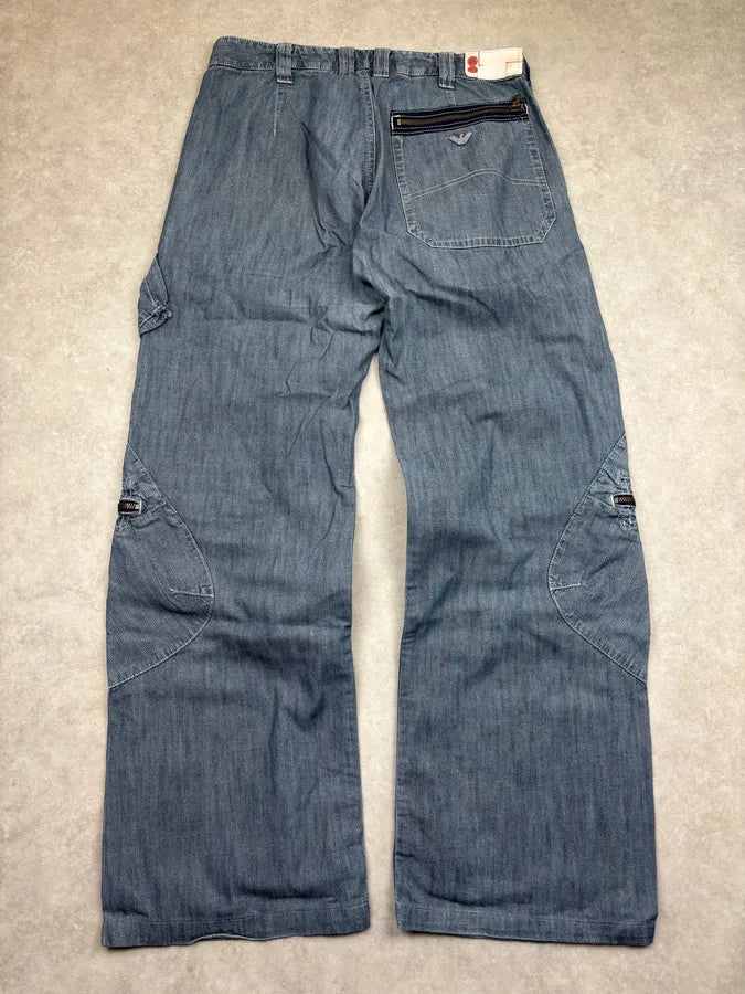 2000s Armani Dark Blue Denim Cargo Jeans vIApemf 5