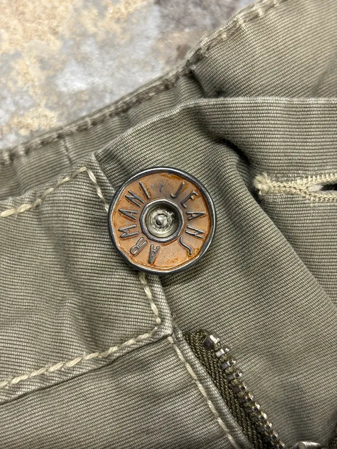 2000s Armani Khaki Green Structural Pants QjQzkfF 7
