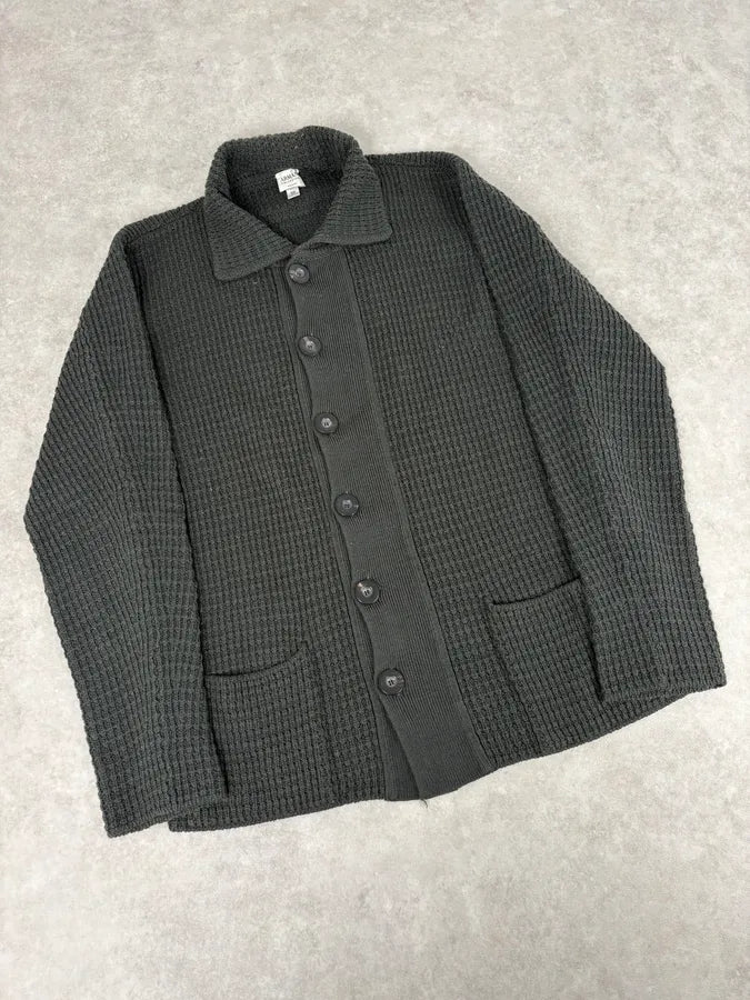 2000s Armani Collezioni Olive Wool Waffle Shirt  PjCKqeF 3