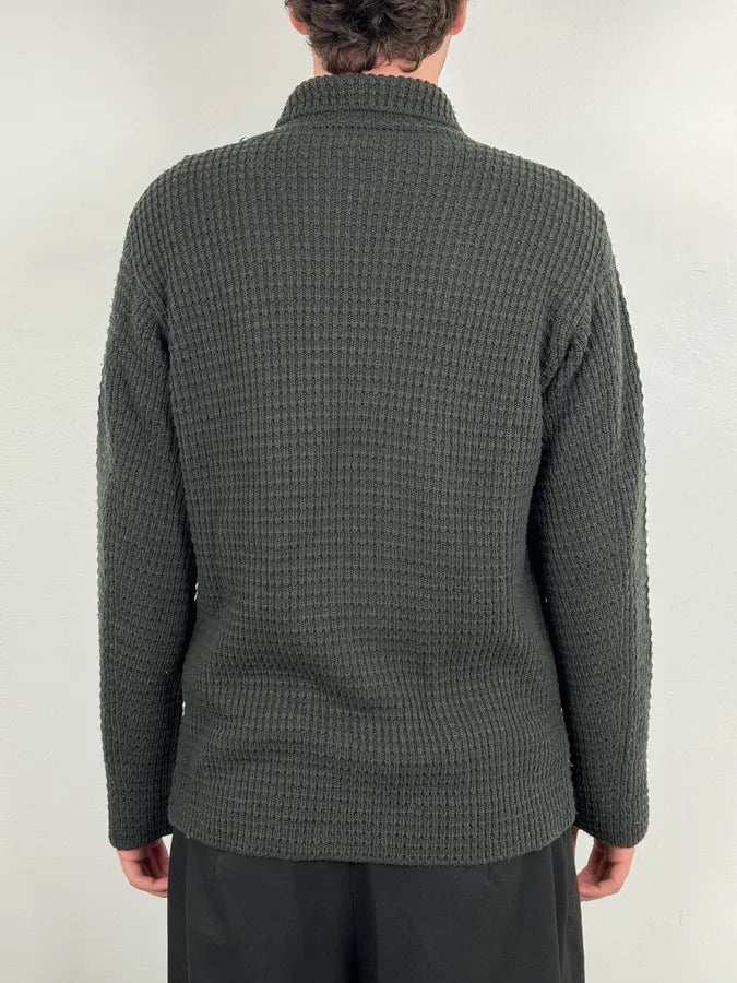 2000s Armani Collezioni Olive Wool Waffle Shirt  PjCKqeF 2