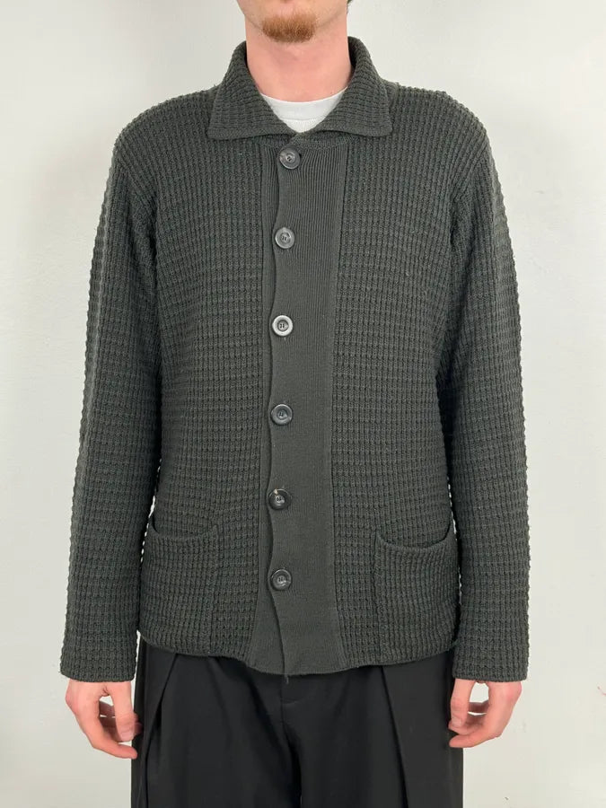 2000s Armani Collezioni Olive Wool Waffle Shirt  PjCKqeF 1