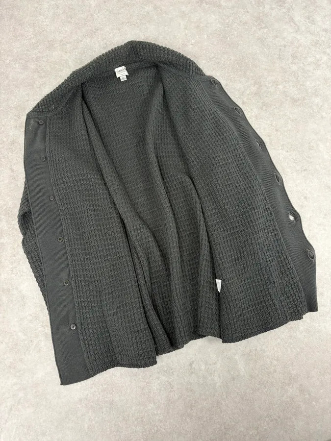 2000s Armani Collezioni Olive Wool Waffle Shirt  PjCKqeF 6