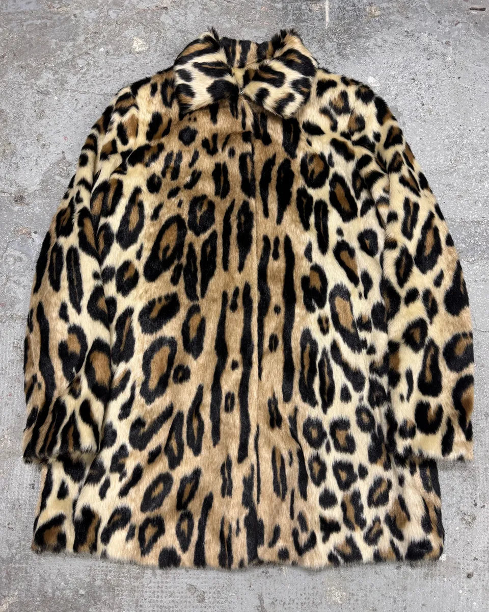 2000s Armani Leopard Fur Effect Long Jacket (L) 1