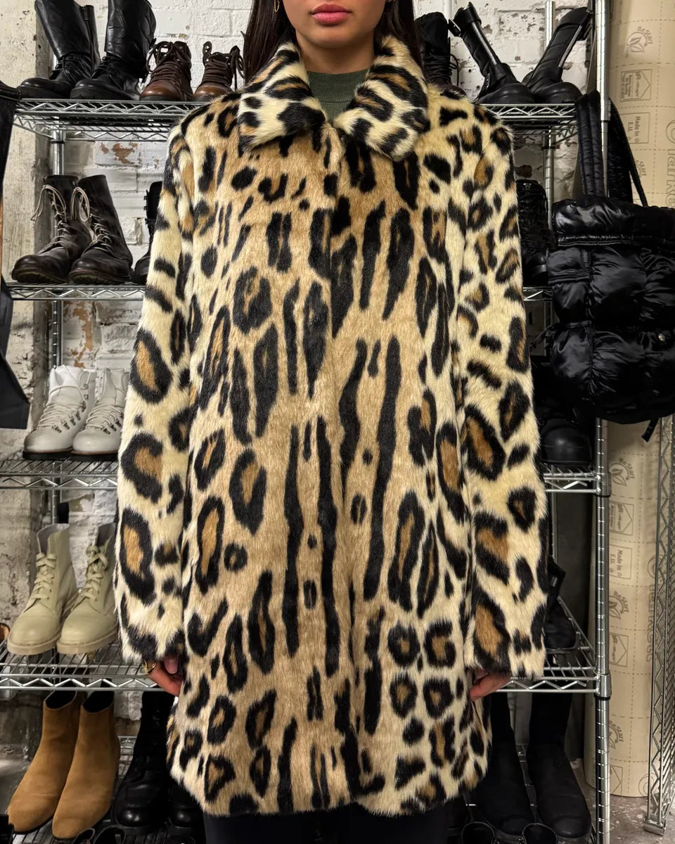 2000s Armani Leopard Fur Effect Long Jacket (L) 0