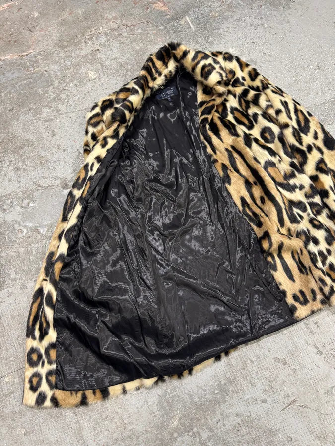 2000s Armani Leopard Fur Effect Long Jacket (L) 2