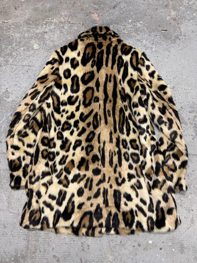 2000s Armani Leopard Fur Effect Long Jacket (L) 3