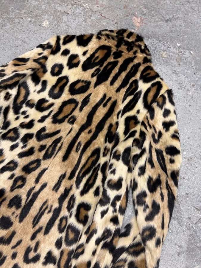 2000s Armani Leopard Fur Effect Long Jacket (L) 7