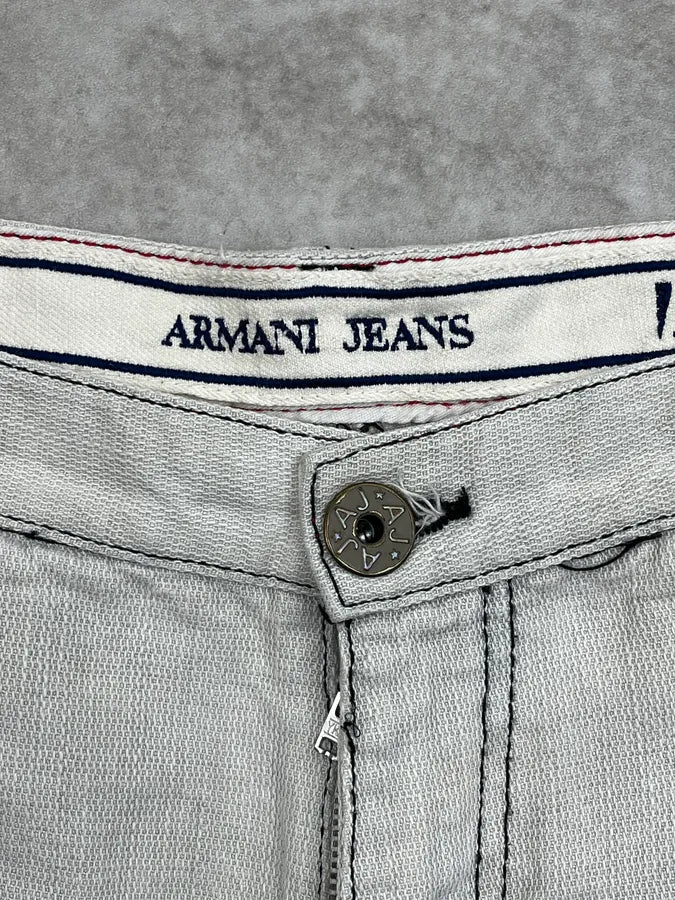 2000s Armani Cream Faded Loose Jeans GikEubX 11