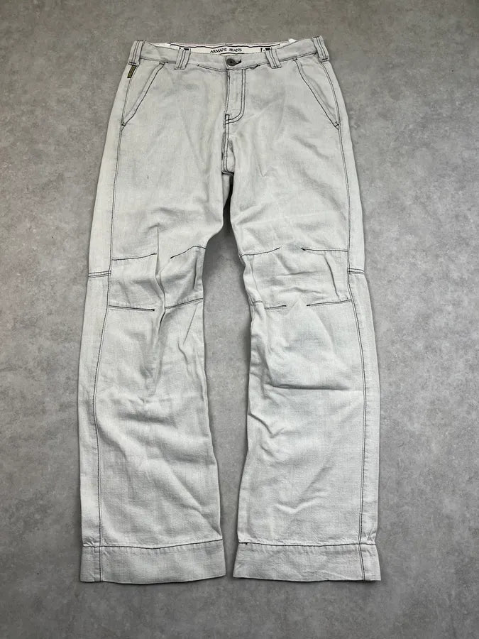 2000s Armani Light Grey Faded Loose Jeans GikEubX 3