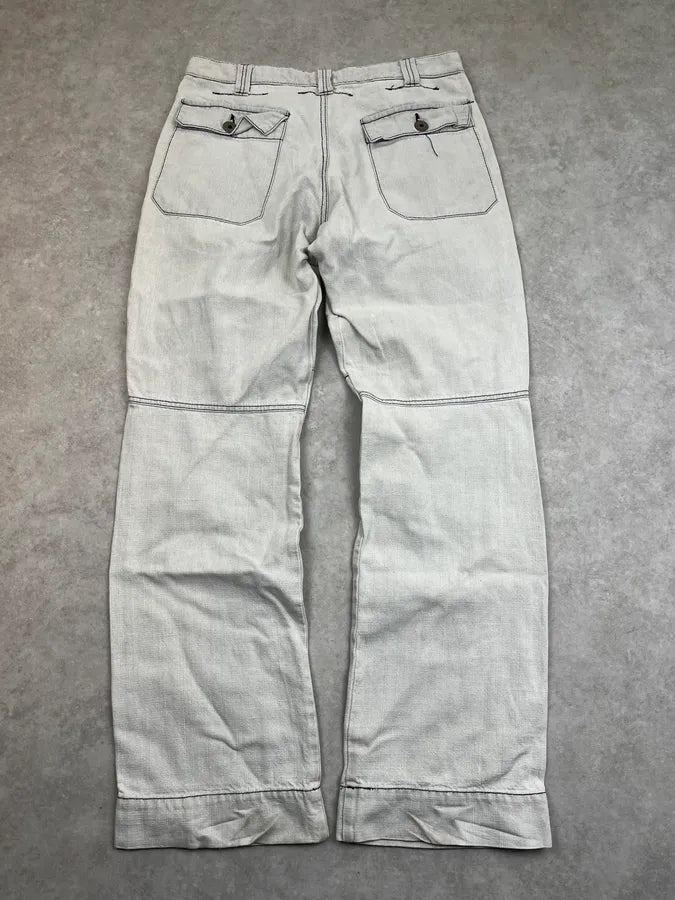 2000s Armani Cream Faded Loose Jeans GikEubX 4