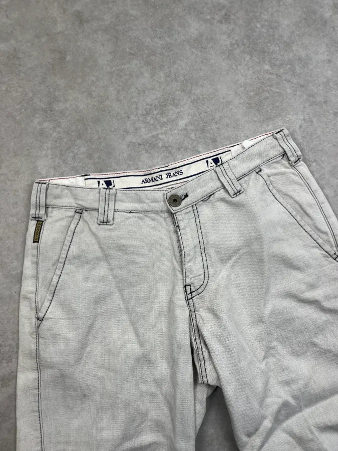 2000s Armani Cream Faded Loose Jeans GikEubX 6